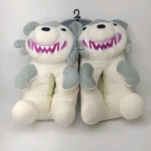 Deddy Bears Wolf Plush Slippers – Gray & White –‎ Women's Small – NEW
